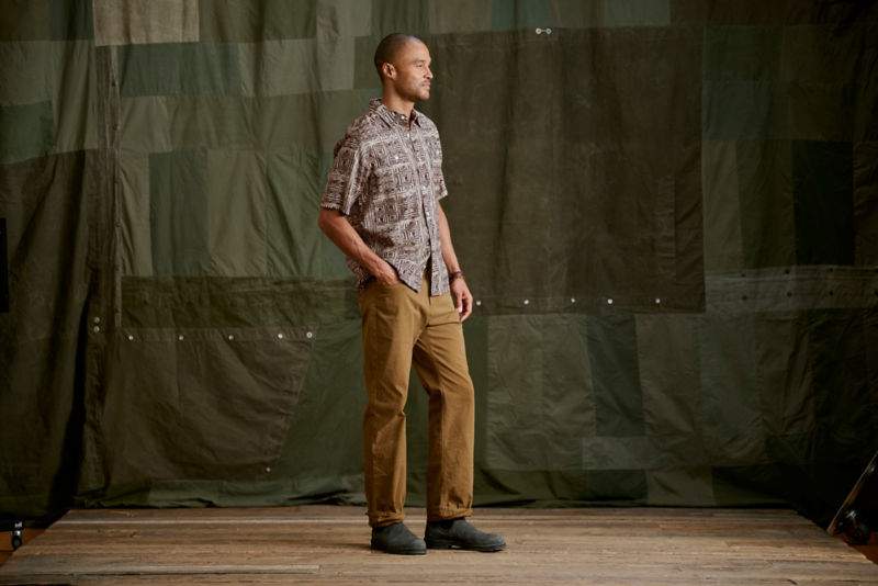 Hemp/TENCEL&trade; Short-Sleeve Shirt - SHIITAKE BLOCK image number 2