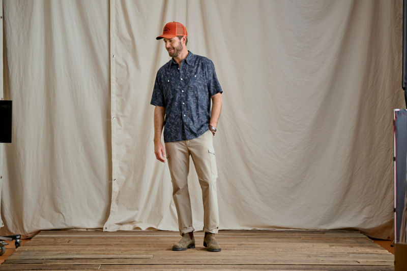 Hemp/TENCEL&trade; Short-Sleeve Shirt - TRUE NAVY/SNOW