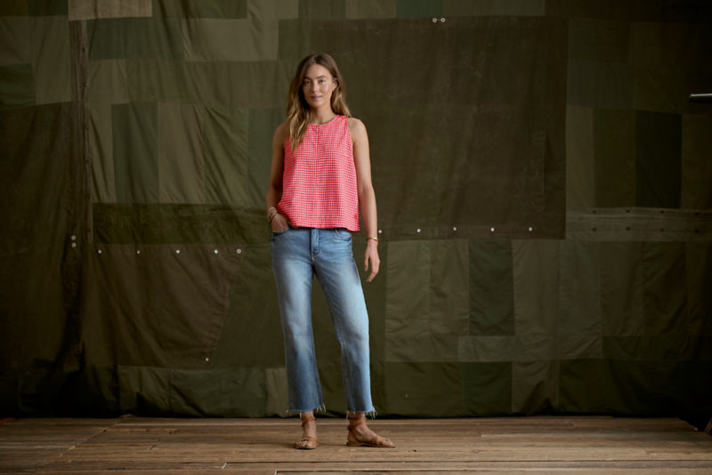 Performance Linen Tank - POPPY GINGHAM image number 4