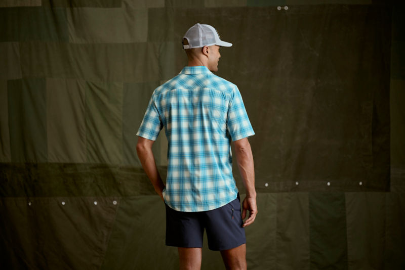 Stonefly Stretch Short-Sleeve Shirt - BLUE MIST/POPPY PLAID image number 6
