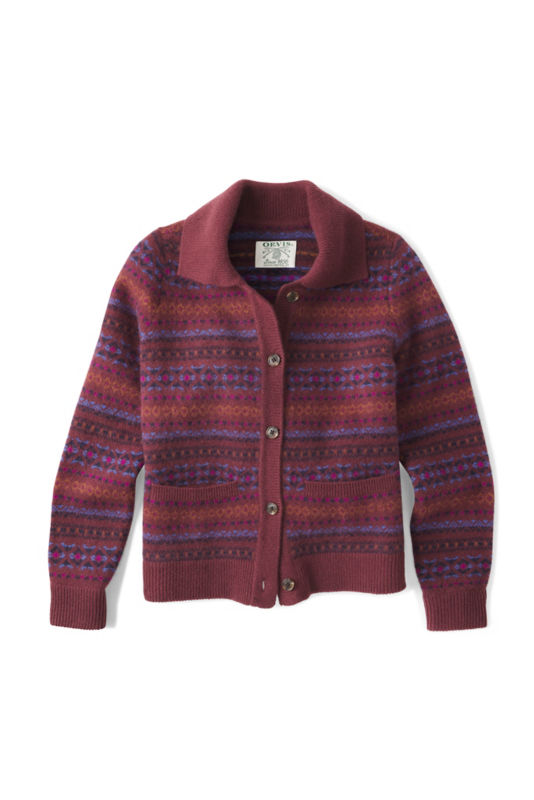 Fair Isle Patterned Brushed Cashmere Cardigan - RAISIN