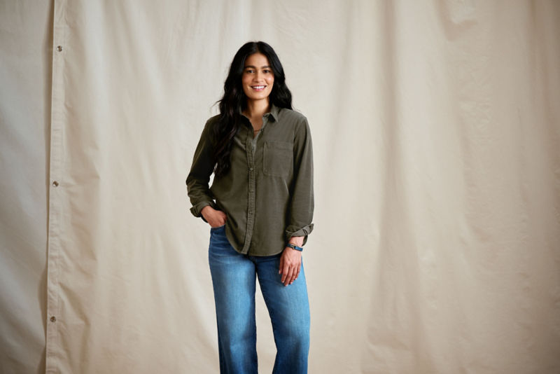 Corduroy Button-Down Long-Sleeve Shirt - IVY