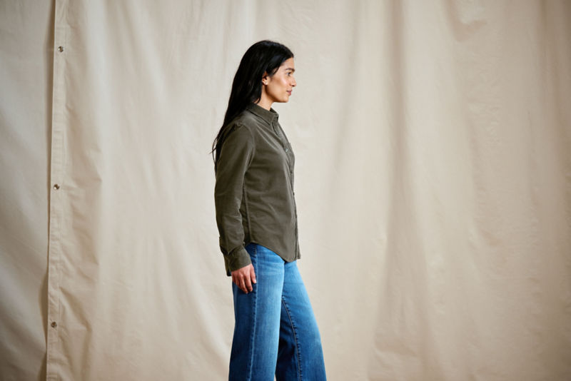 Corduroy Button-Down Long-Sleeve Shirt - IVY image number 3