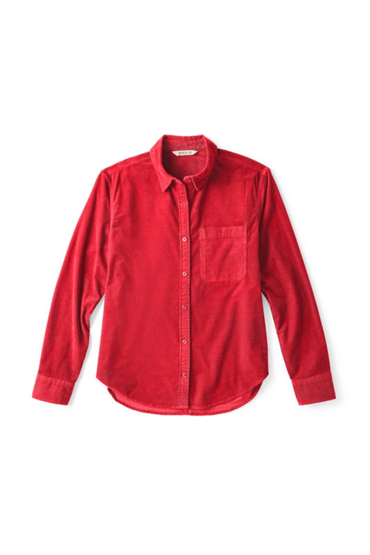 Corduroy Button-Down Long-Sleeve Shirt - CURRANT
