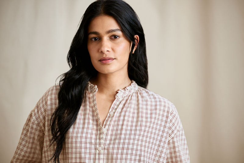 Women&rsquo;s Sunderland Brushed Twill Long-Sleeve Top - SNOW MINI WINDOWPANE image number 1