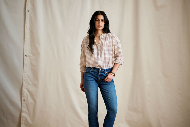 Women&rsquo;s Sunderland Brushed Twill Long-Sleeve Top - SNOW MINI WINDOWPANE