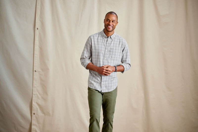 Men&rsquo;s Sunderland Brushed Twill Long-Sleeve Shirt - GREY HEATHER/SNOW