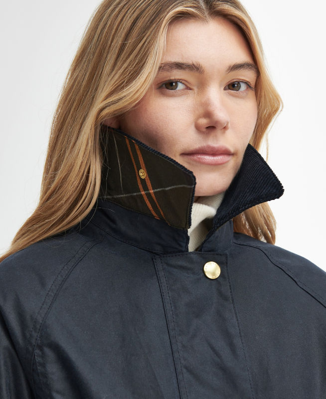 Barbour&reg; Beadnell Waxed Long Jacket - NAVY image number 2