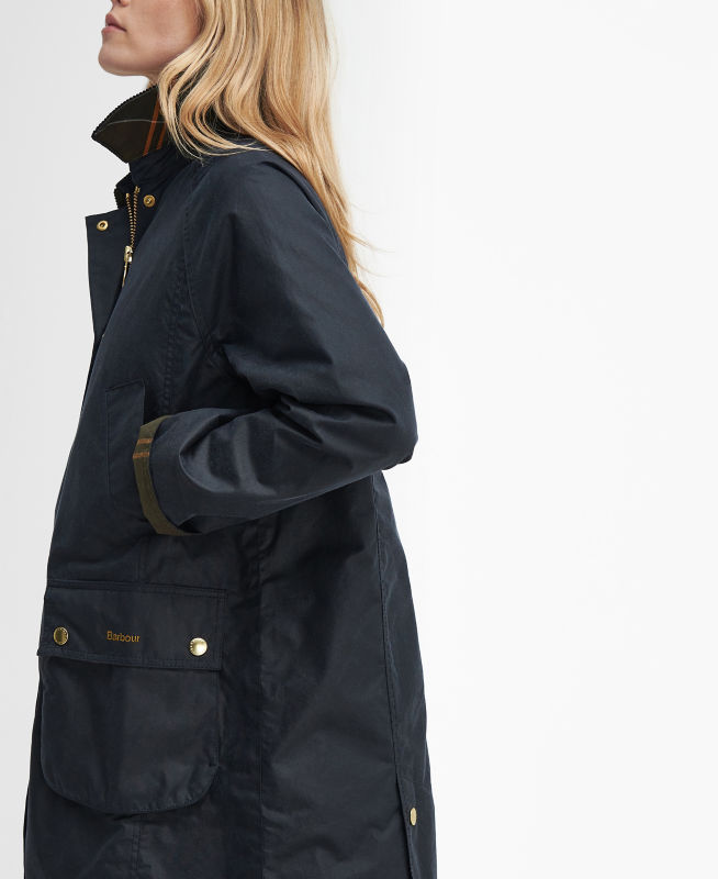 Barbour&reg; Beadnell Waxed Long Jacket - NAVY image number 4