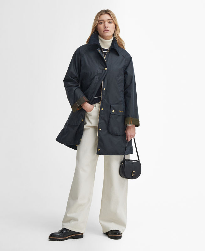 Barbour&reg; Beadnell Waxed Long Jacket - NAVY image number 5