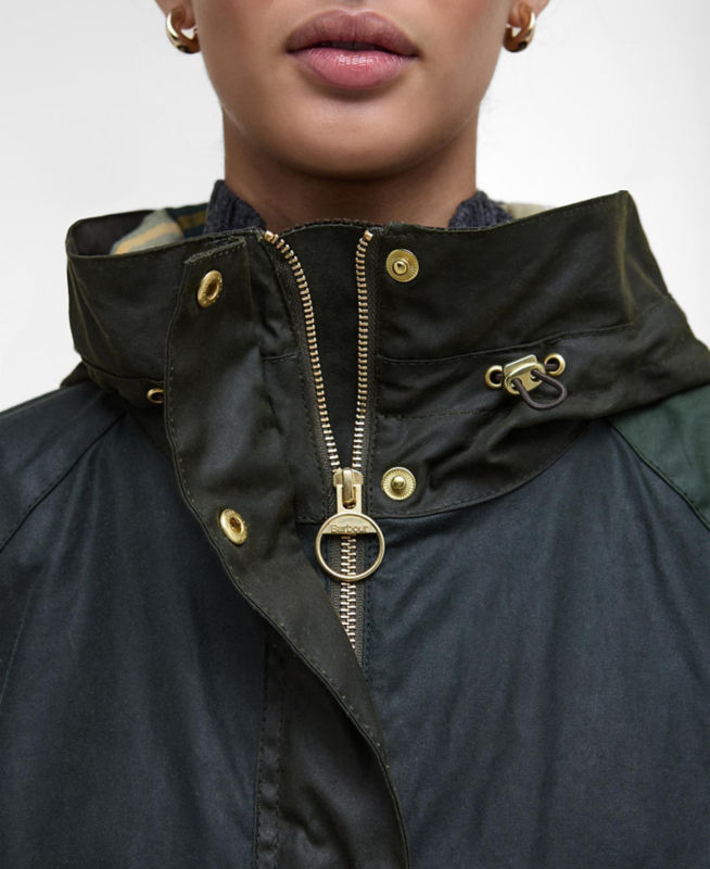 Barbour&reg; Keeley Waxed Jacket - FERN/SAGE/DUFFLE BAG image number 1