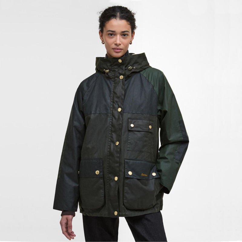 Barbour&reg; Keeley Waxed Jacket - FERN/SAGE/DUFFLE BAG
