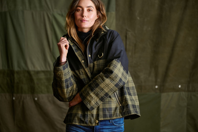 Barbour&reg; Elaine Showerproof Jacket - OLIVE CHECK/BLACK