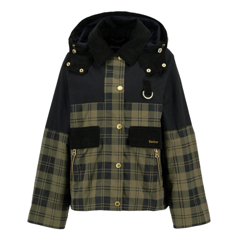Barbour&reg; Elaine Showerproof Jacket - OLIVE CHECK/BLACK image number 4