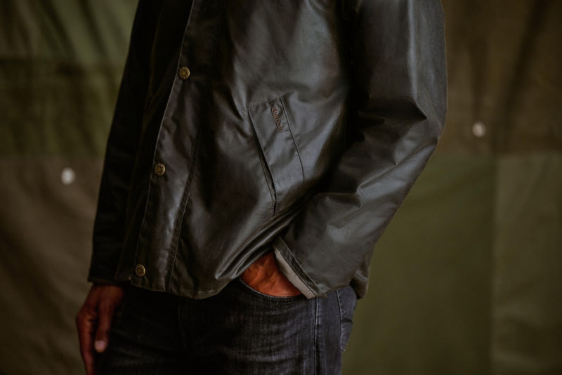 Barbour&reg; Tracker Waxed Jacket - OLIVE image number 3