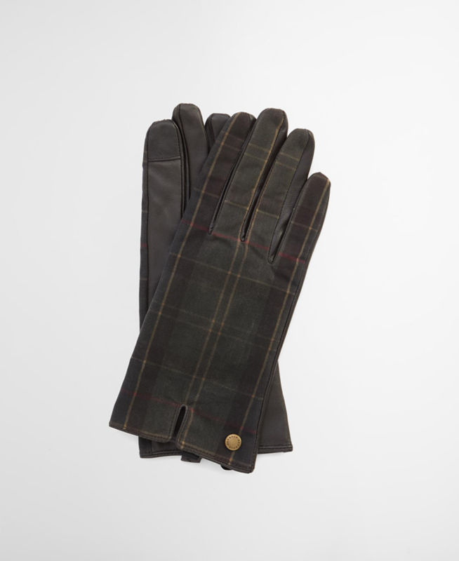 Barbour&reg; Scarlet Tartan Waxed Gloves - CLASSIC