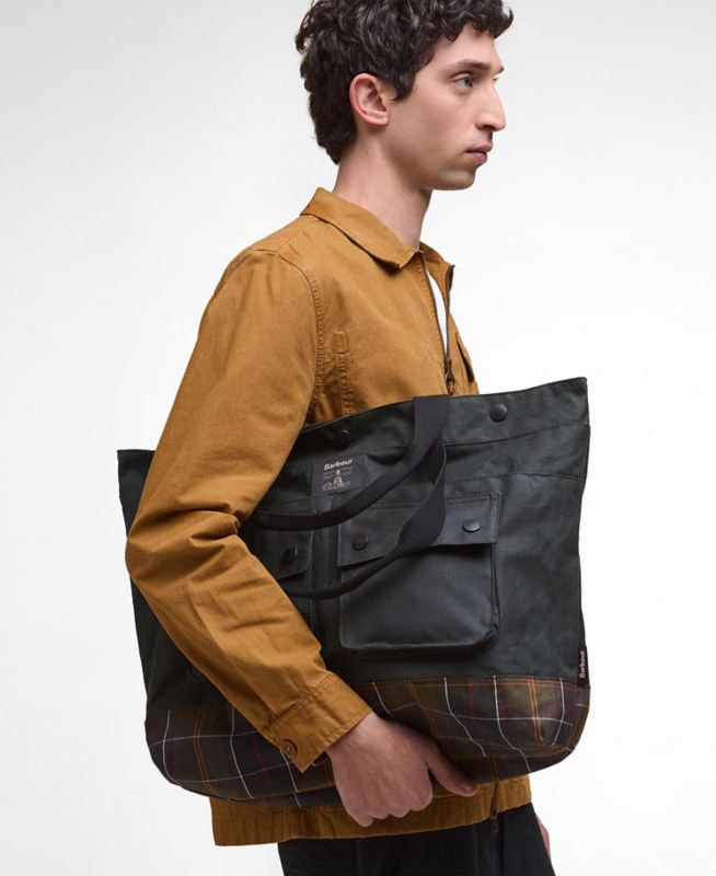 Barbour&reg; Field Waxed Tote - SAGE/CLASSIC image number 1