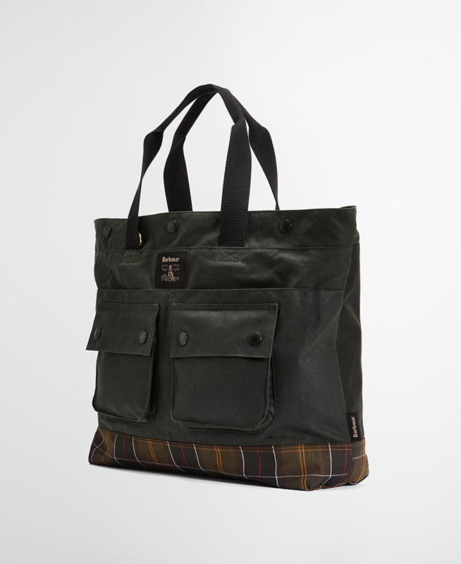 Barbour&reg; Field Waxed Tote - SAGE/CLASSIC image number 6
