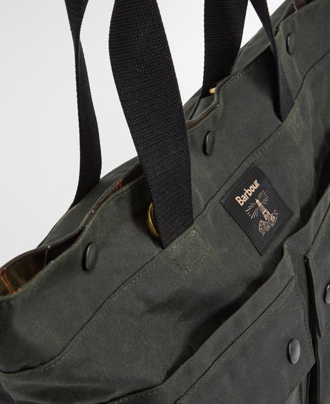Barbour&reg; Field Waxed Tote - SAGE/CLASSIC image number 3