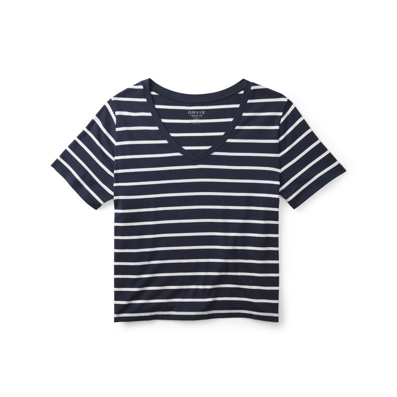 Perfect V-Neck Short-Sleeve Tee - NAVY/WHITE STRIPE image number 2