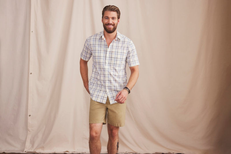 Men&rsquo;s River Guide Short-Sleeve Shirt - SNOW/CELADON TATTERSAL image number 1