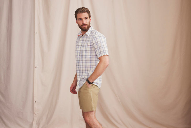 Men&rsquo;s River Guide Short-Sleeve Shirt - SNOW/CELADON TATTERSAL image number 4