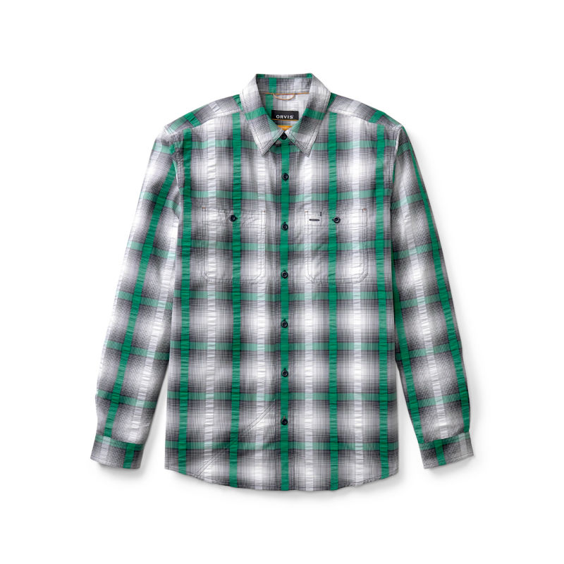 Men&rsquo;s Angler Long-Sleeve Work Shirt - BOTTLE GREEN/NAVY PLAID image number 5
