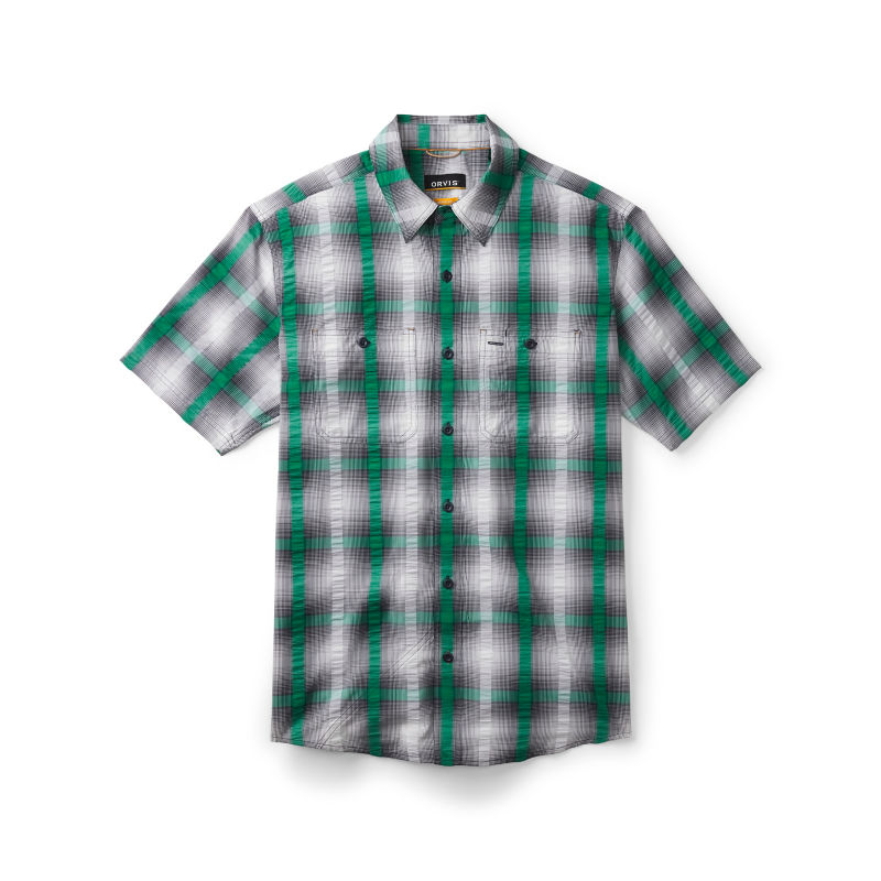 Men&rsquo;s Angler Short-Sleeve Work Shirt - BOTTLE GREEN/NAVY PLAID
