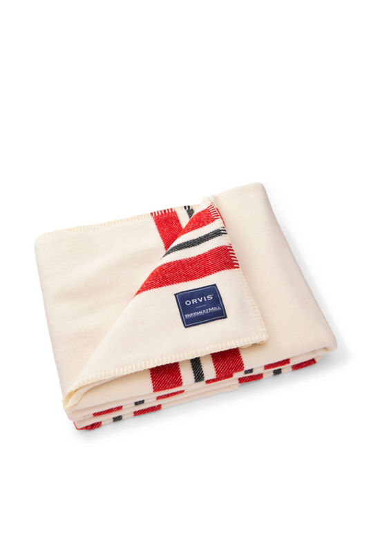 Orvis x Faribault Mill&trade; Wool Camp Blanket - NATURAL & RED