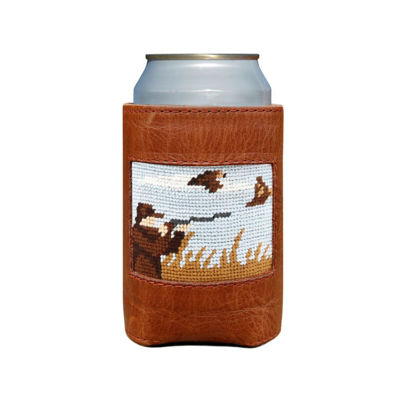 Leather Needlepoint Can Cooler - UPLAND SHOOT