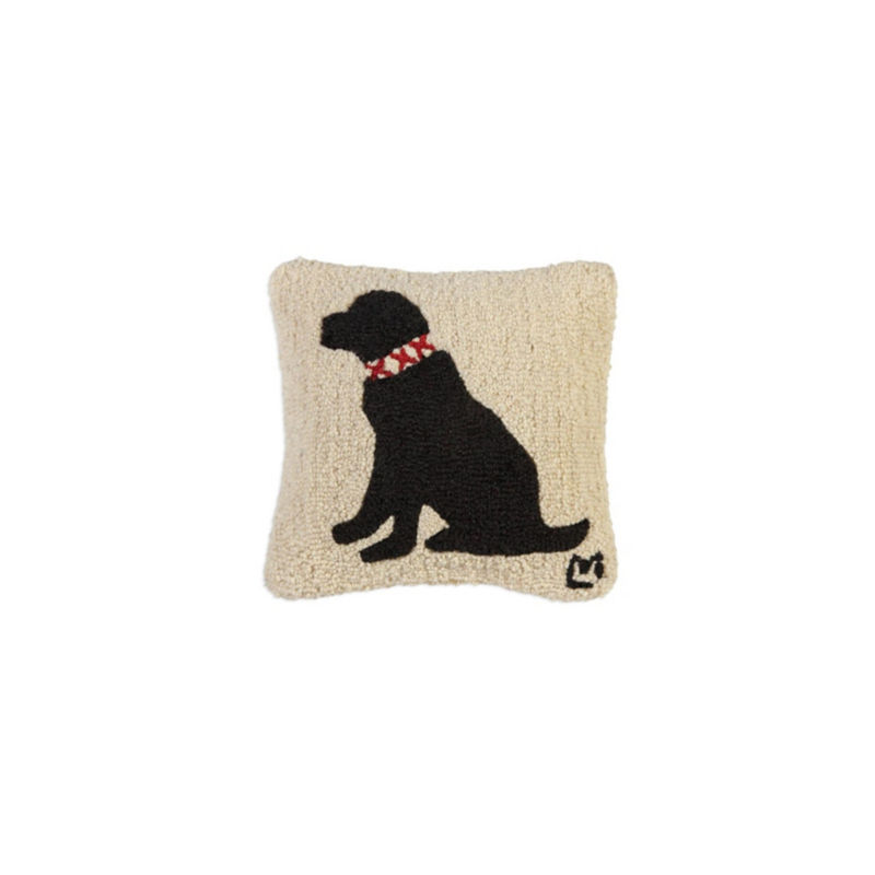 Black Lab Hand-Hooked Pillow 14" x 14" - 