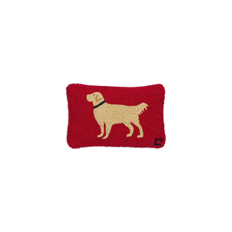 Golden Retriever Hand-Hooked Pillow 12" x 18" - 