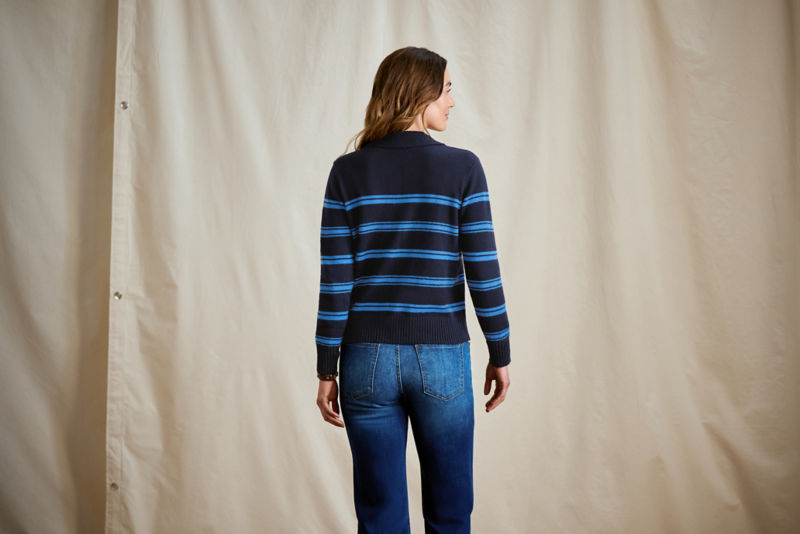 Brookside Striped Polo Sweater - NAVY/BLUE JAY STRIPE image number 3