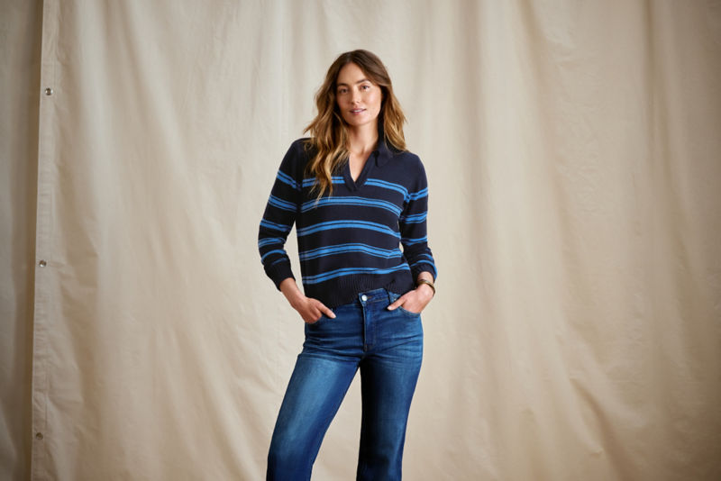 Brookside Striped Polo Sweater - NAVY/BLUE JAY STRIPE