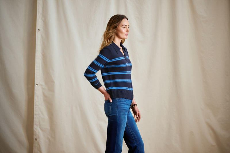 Brookside Striped Polo Sweater - NAVY/BLUE JAY STRIPE image number 2