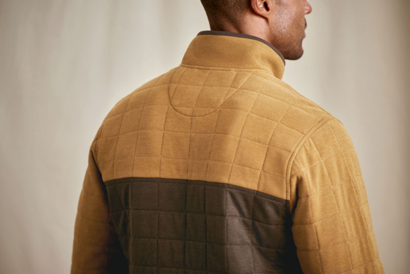 Men&rsquo;s Battenkill Colorblock Quilted 1/4-Snap Sweatshirt - FIELD KHAKI/ESPRESSO image number 2