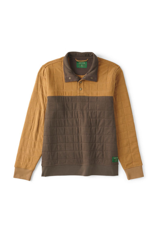 Men&rsquo;s Battenkill Colorblock Quilted 1/4-Snap Sweatshirt - FIELD KHAKI/ESPRESSO image number 6