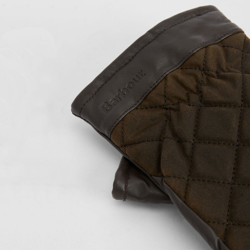 Barbour&reg; Dalegarth Waxed Gloves - OLIVE/BROWN image number 2