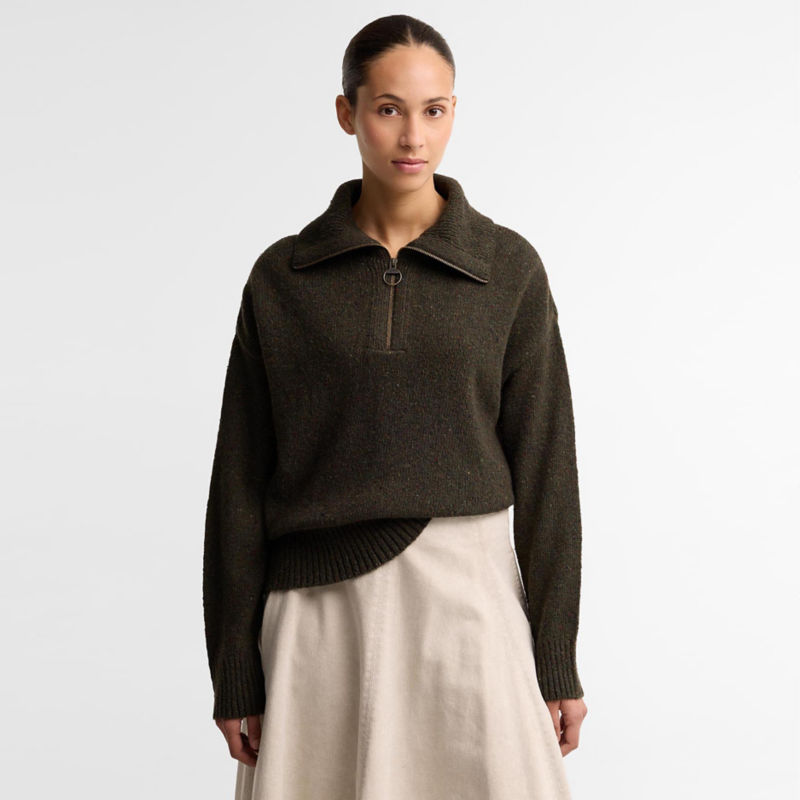 Barbour&reg; Lavensdale 1/2-Zip Fleck Sweater - OLIVE
