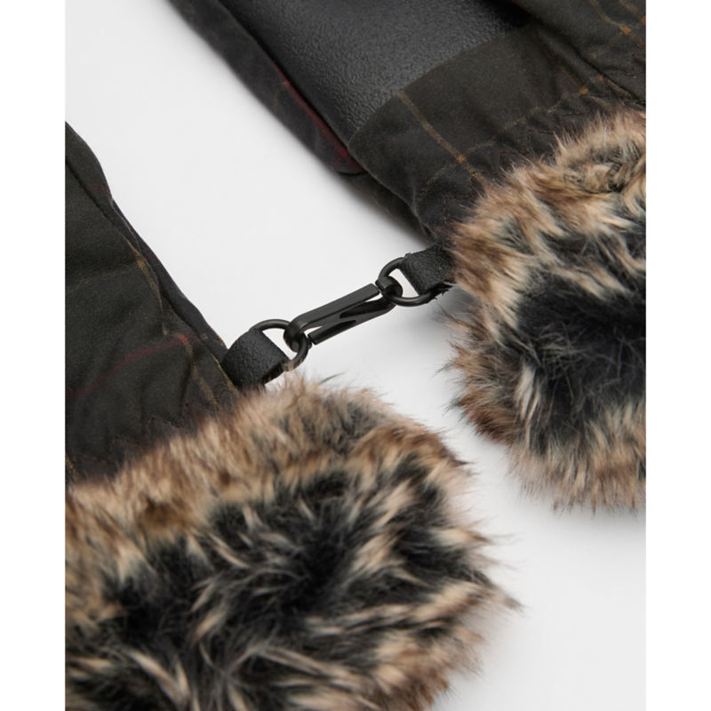 Barbour&reg; Tartan Waxed Mitts - DARK CLASSIC TARTAN image number 3