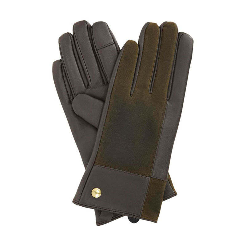 Barbour&reg; Rudson Patchwork Leather Gloves - BROWN/OLIVE