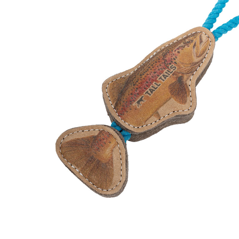 Natural Leather Trout Tug Dog Toy -  image number 2