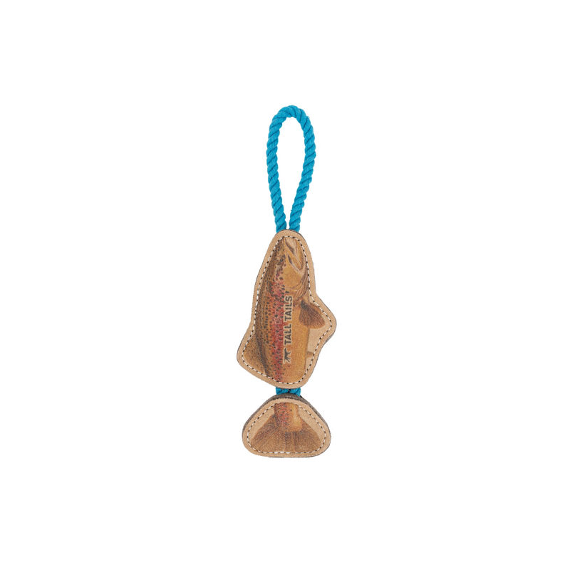 Natural Leather Trout Tug Dog Toy - 
