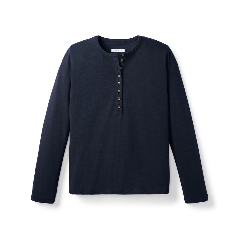 Bromley Slub Long-Sleeve Henley - DARK NAVY