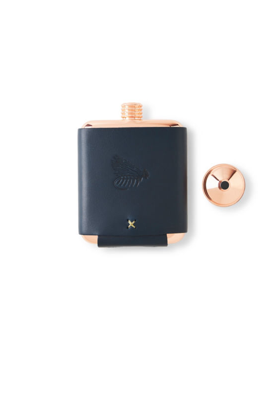 Whiskey Leatherworks Personalized Copper Flask - MARINE BLUE image number 0
