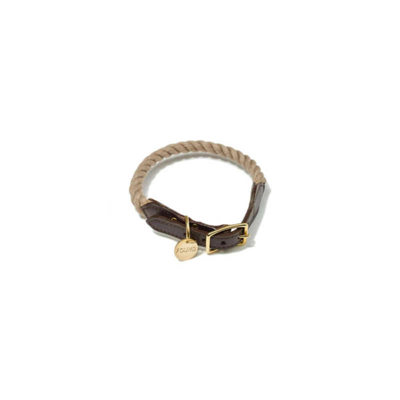 Found My Animal Rope Dog Collar - DARK TAN