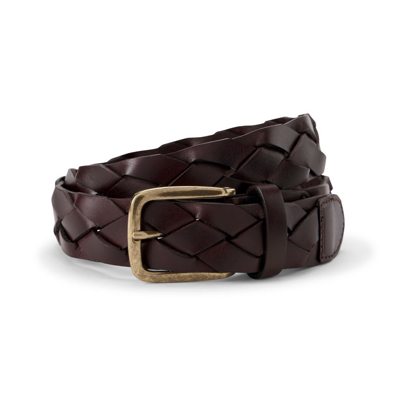 Brass Buckle Braided Belt - CHOCOLATE