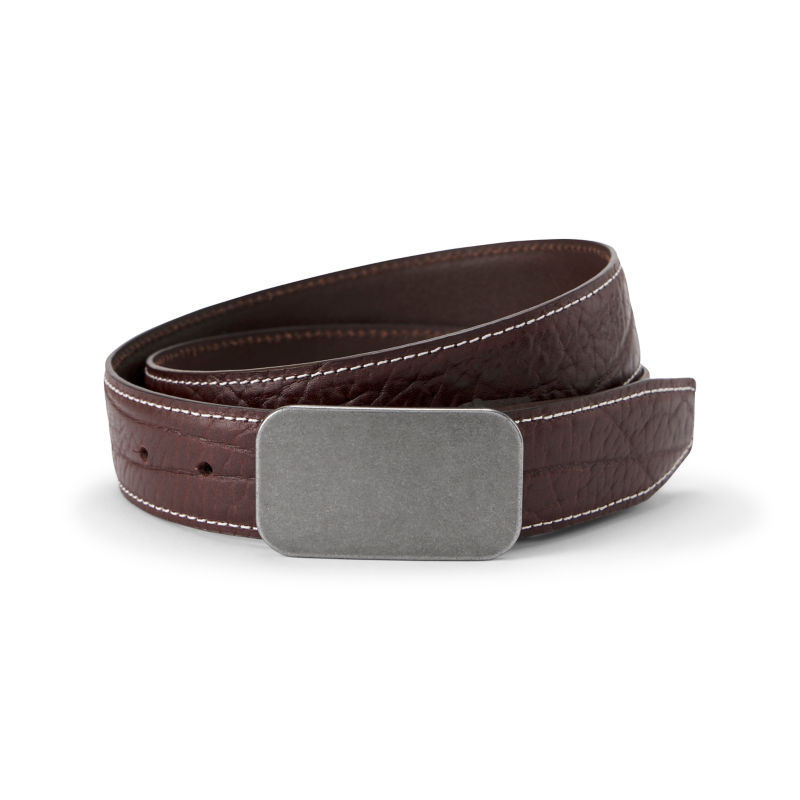 Antique Nickel Plaque Belt - CHOCOLATE