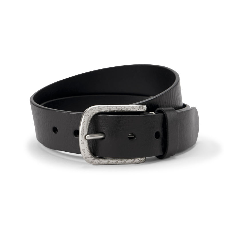 Distressed Nickel Buckle Belt - BLACK