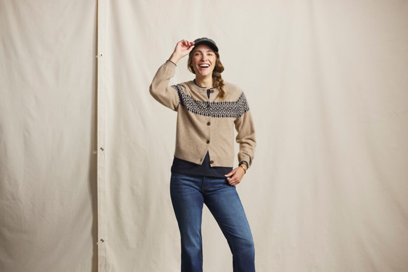 Fair Isle Boiled Cashmere Cardigan - OATMEAL FAIRISLE